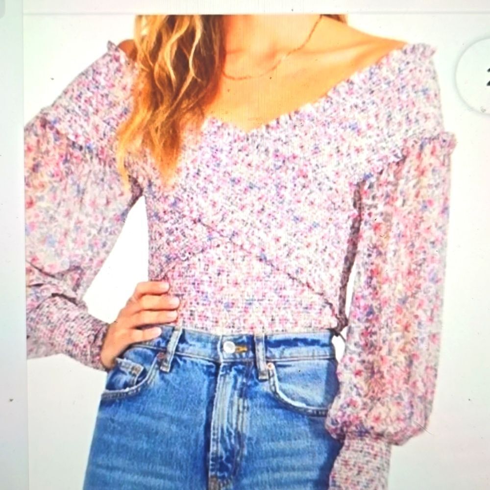 -‎ BB Dakota by Steve Madden floral off the shoulder smocked blouse size la…